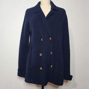 Lauren Ralph Lauren Double Breasted Knit Sweater Blazer Jacket Size Medium